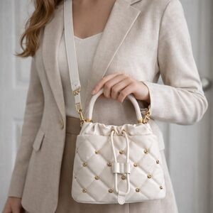 Ted Baker London Jenny Floral Stud Satchel Top Handle Crossbody White